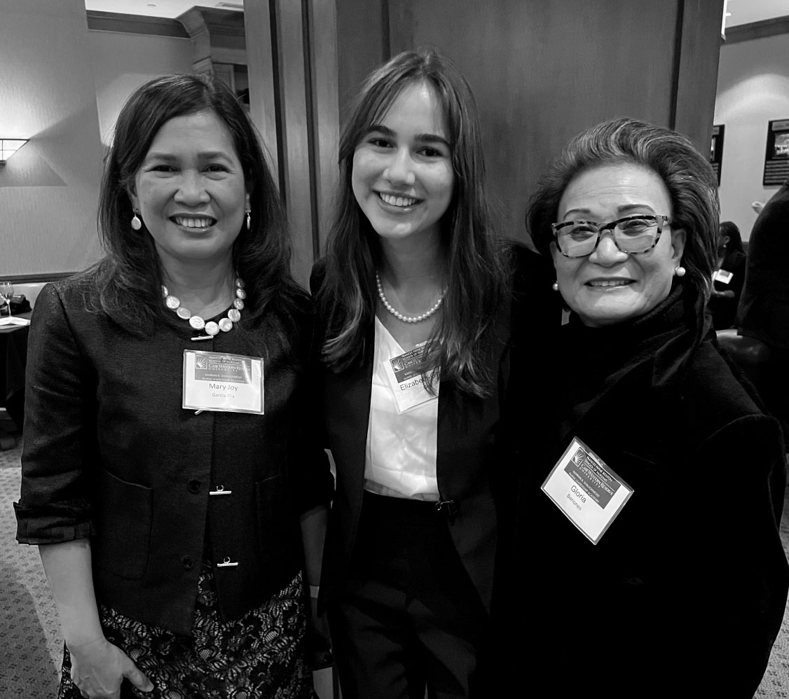 Elizabeth-Grace with Dr. Mary Joy Garcia-Dia, DNP, RN, FAAN (left) and Dr. Gloria Beriones, PhD, RN (right)