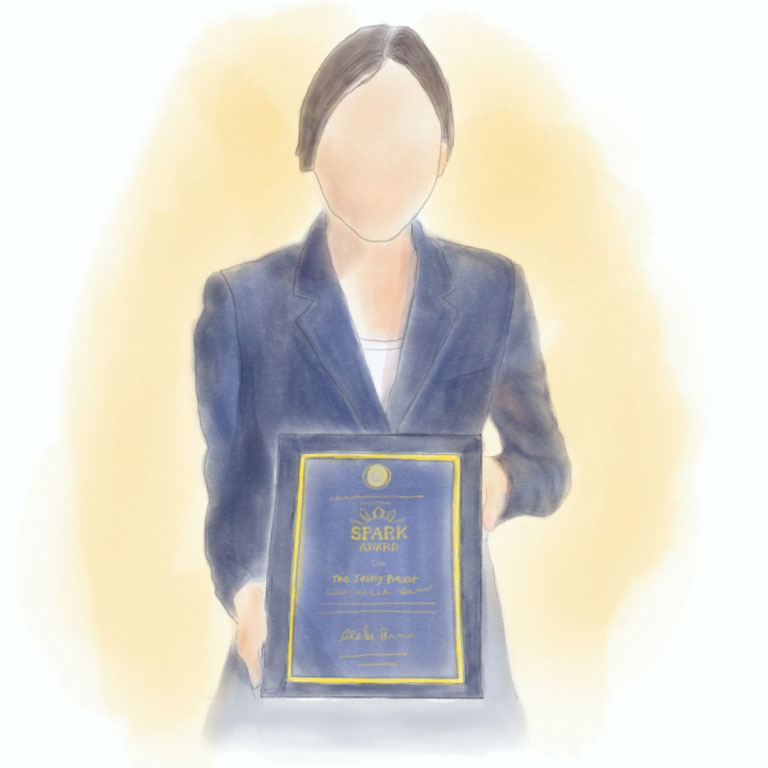 graphic of Elizabeth-Grace with award