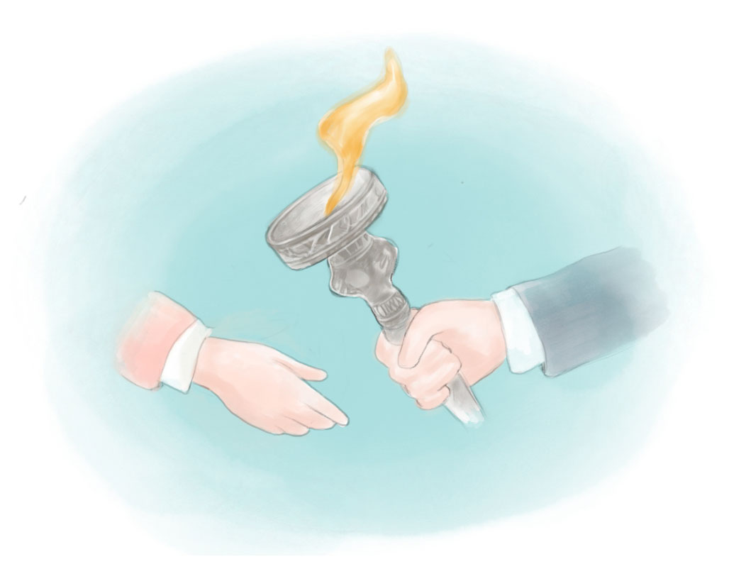 graphic of torch handoff