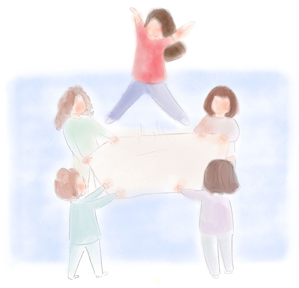 image of a group lifting a girl